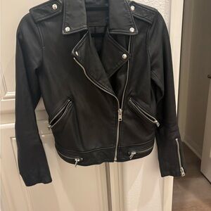 All Saints Black Leather Moto Jacket size 4